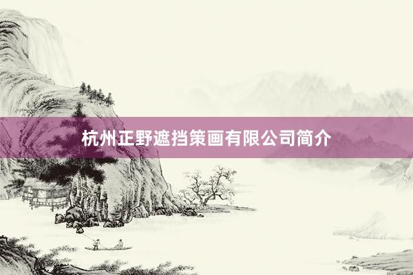 杭州正野遮挡策画有限公司简介